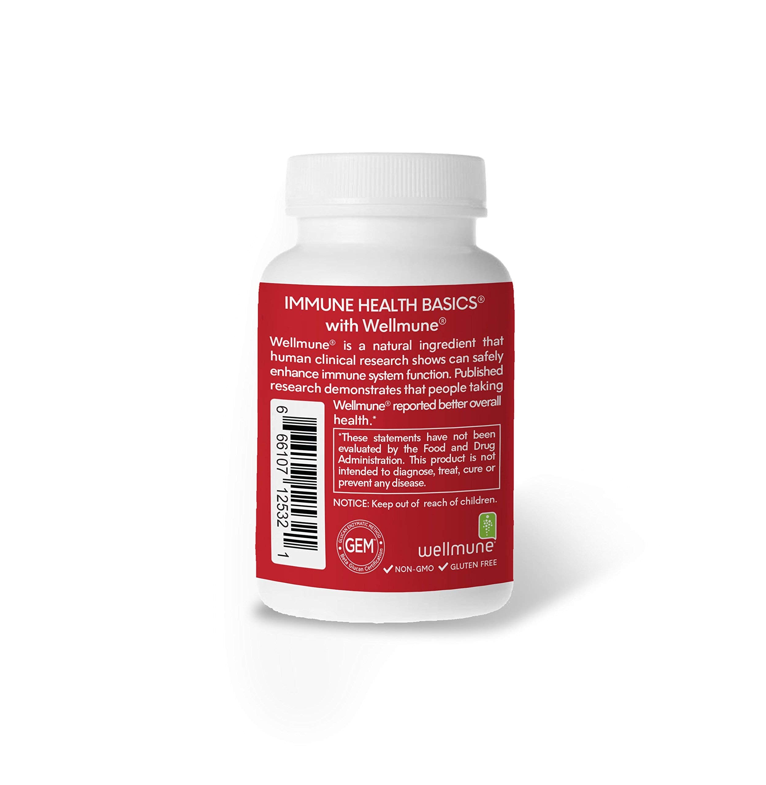 Non-GMO seal on Immune Health Basics packaging indicating natural ingredients