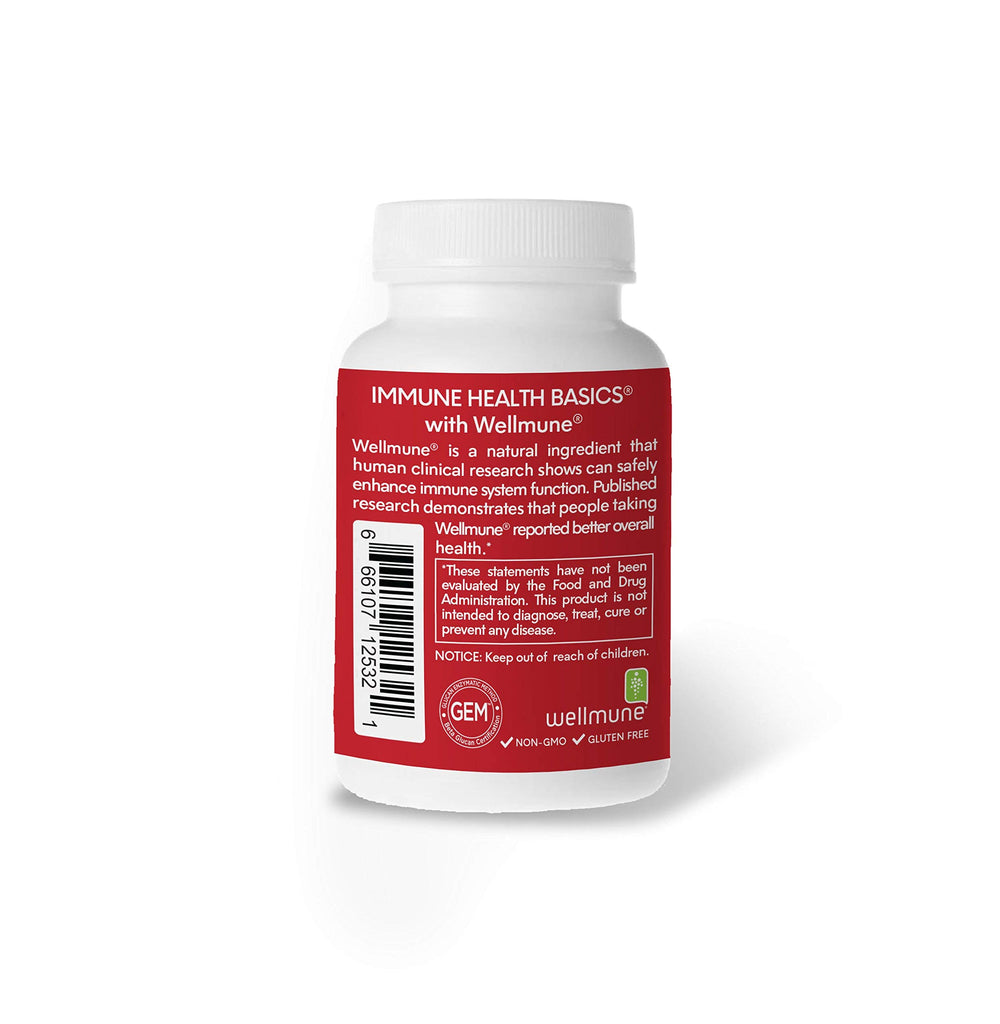 Non-GMO seal on Immune Health Basics packaging indicating natural ingredients