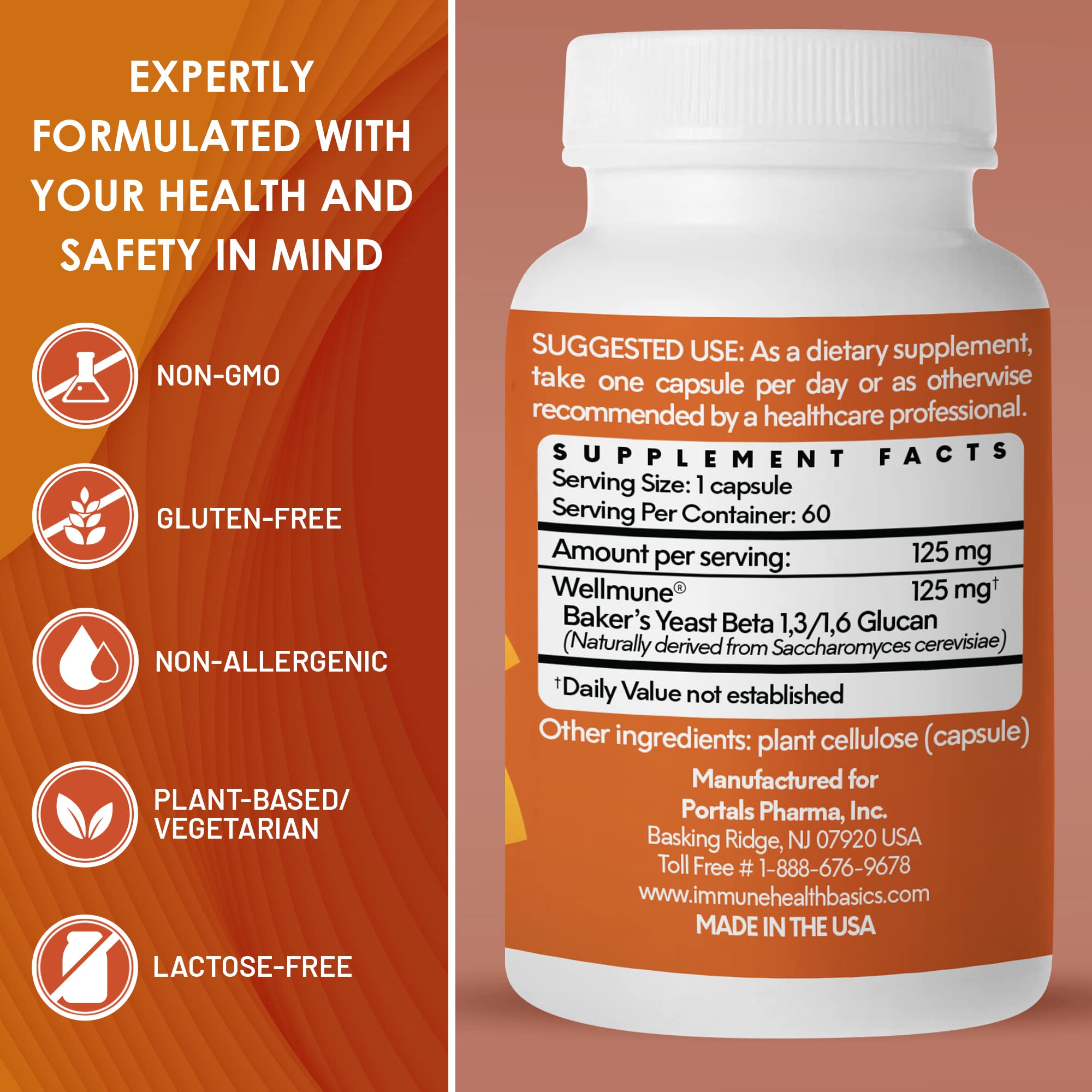 Immune Health Basics packaging view emphasizes 60 capsules for a two-month supply