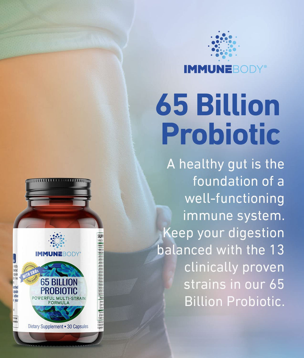 ImmuneBody clinical-studies badge signals evidence-backed probiotic strains.