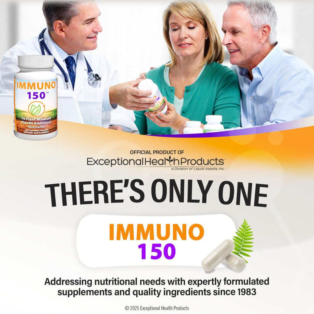 Immuno 150 packaging display highlighting complete mineral complex.