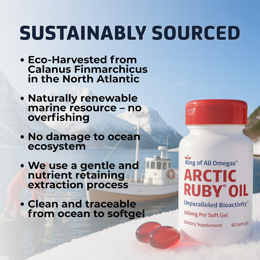 Immunocorp Arctic Ruby Oil packaging highlights 60 softgels per bottle.