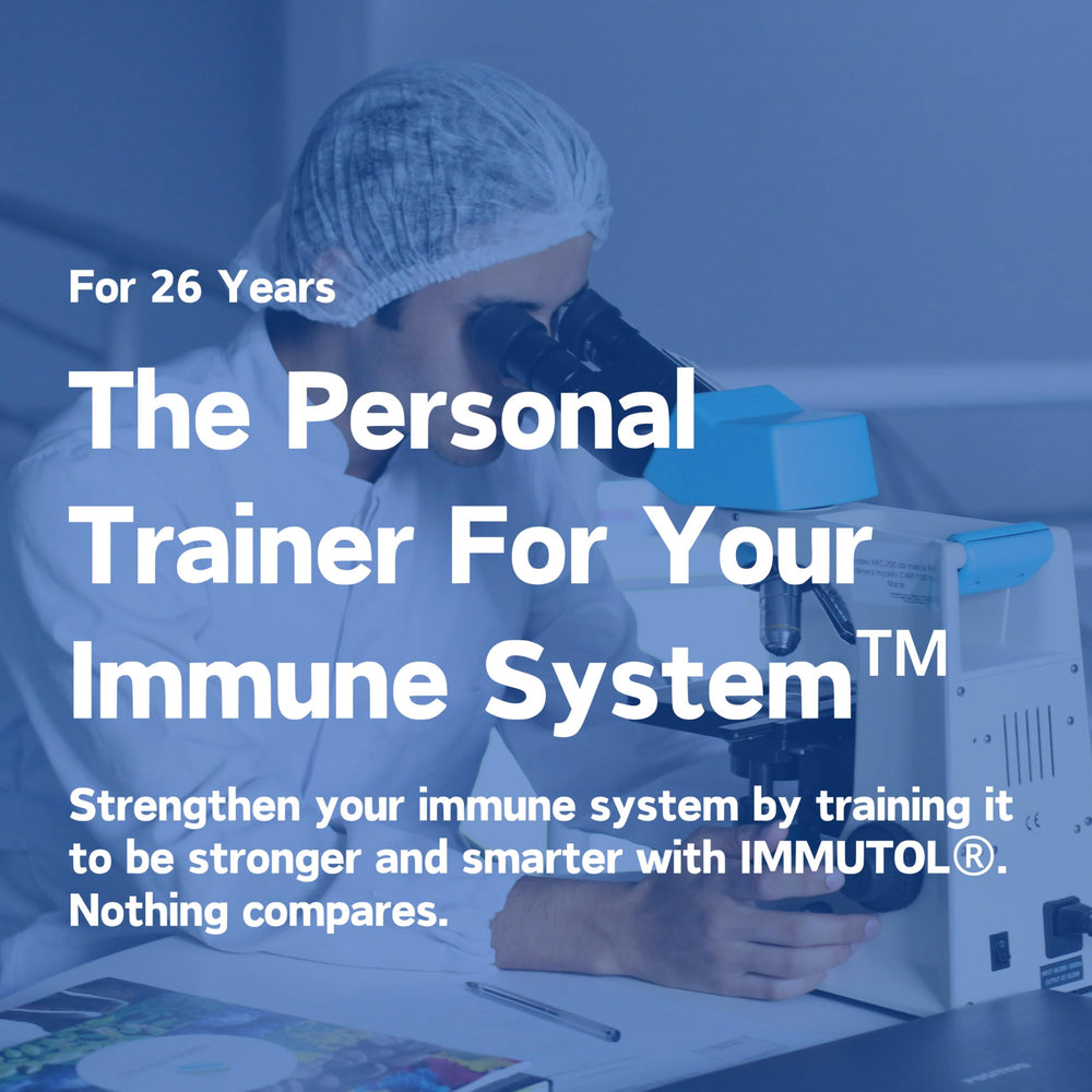 Immunocorp Immutol bottle on desk during daily routine