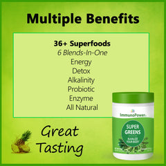 Glass with ImmunoPower Super Greens mixed in for easy hydration.