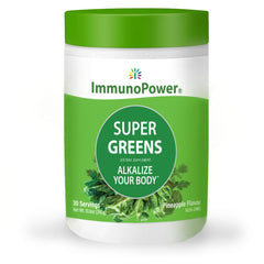 ImmunoPower Super Greens scoop used for a quick, convenient wellness boost.