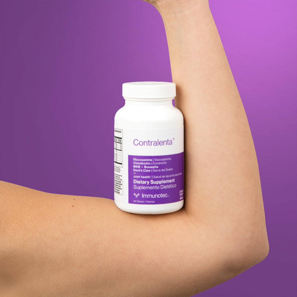 Immunotec Contralenta nutrients image emphasizes essential nutrients for mobility and flexibility.