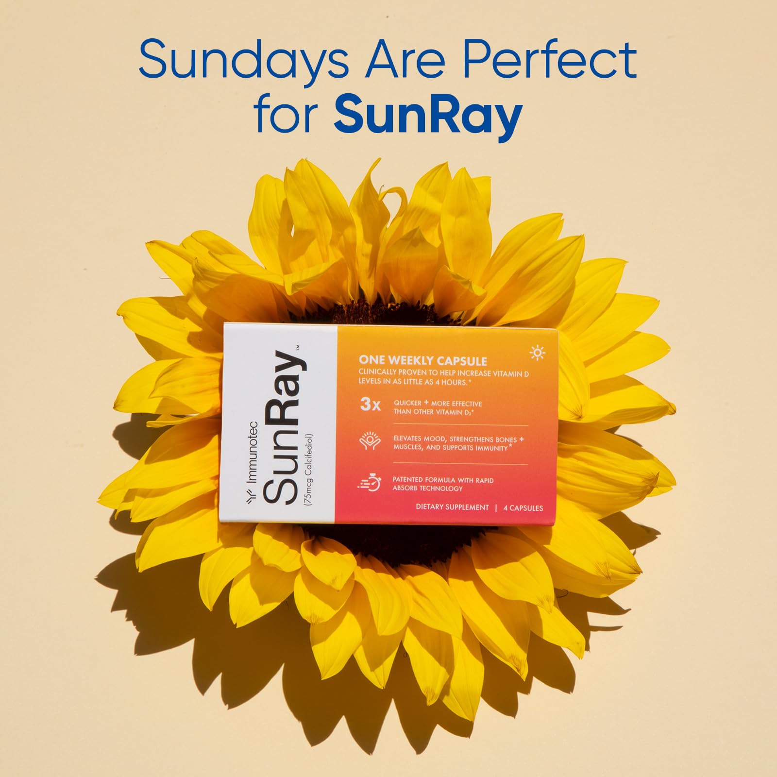 Immunotec Sunray daily-use scene illustrates simple, consistent wellness routine