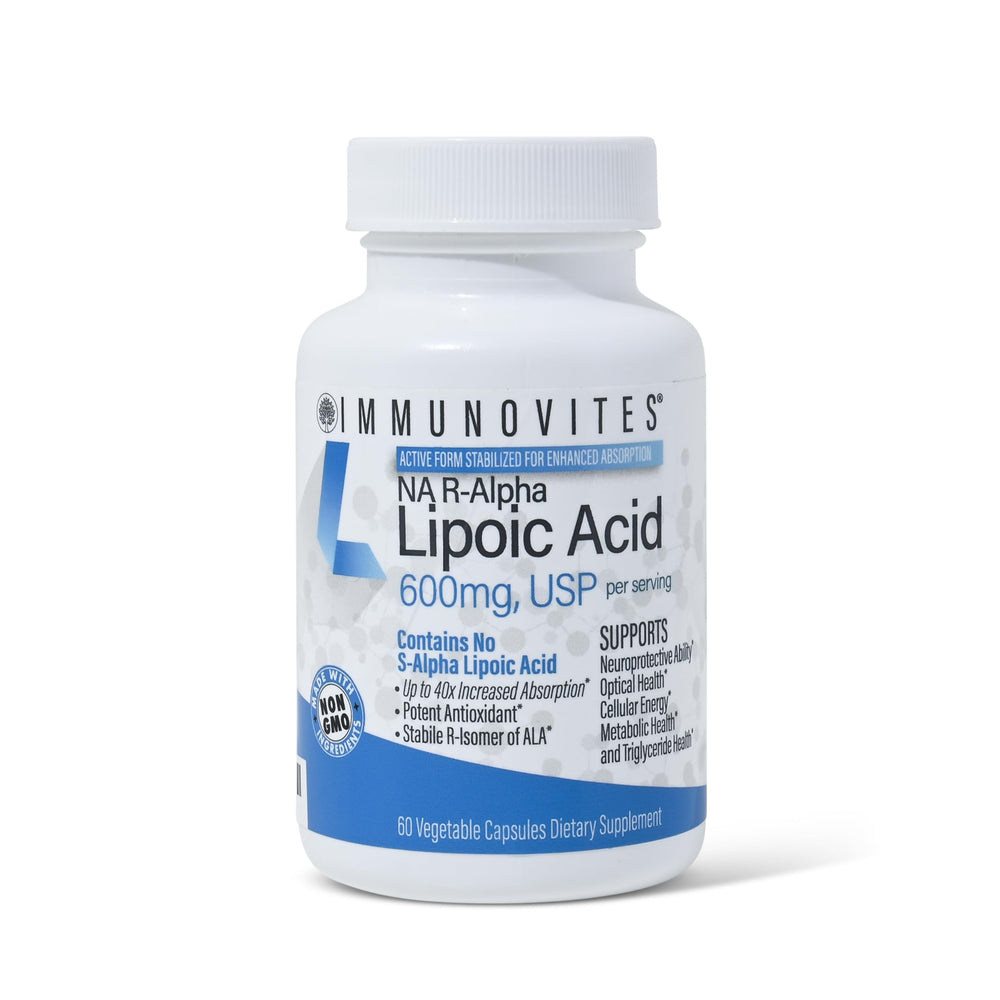 IMMUNOVITES Stabilized R-ALA bottle front showing high potency antioxidant support