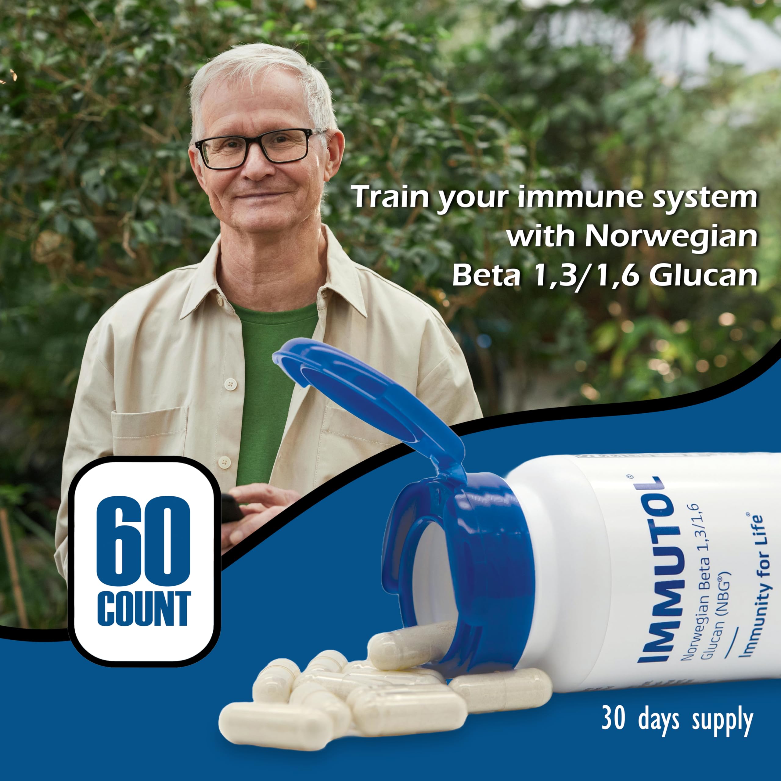 Immutol ingredients scene presents bakers yeast-derived beta-glucan in a clean formula.