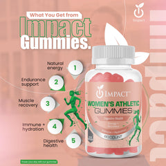Close-up of Impact Women’s Athletic Gummies texture and chewability
