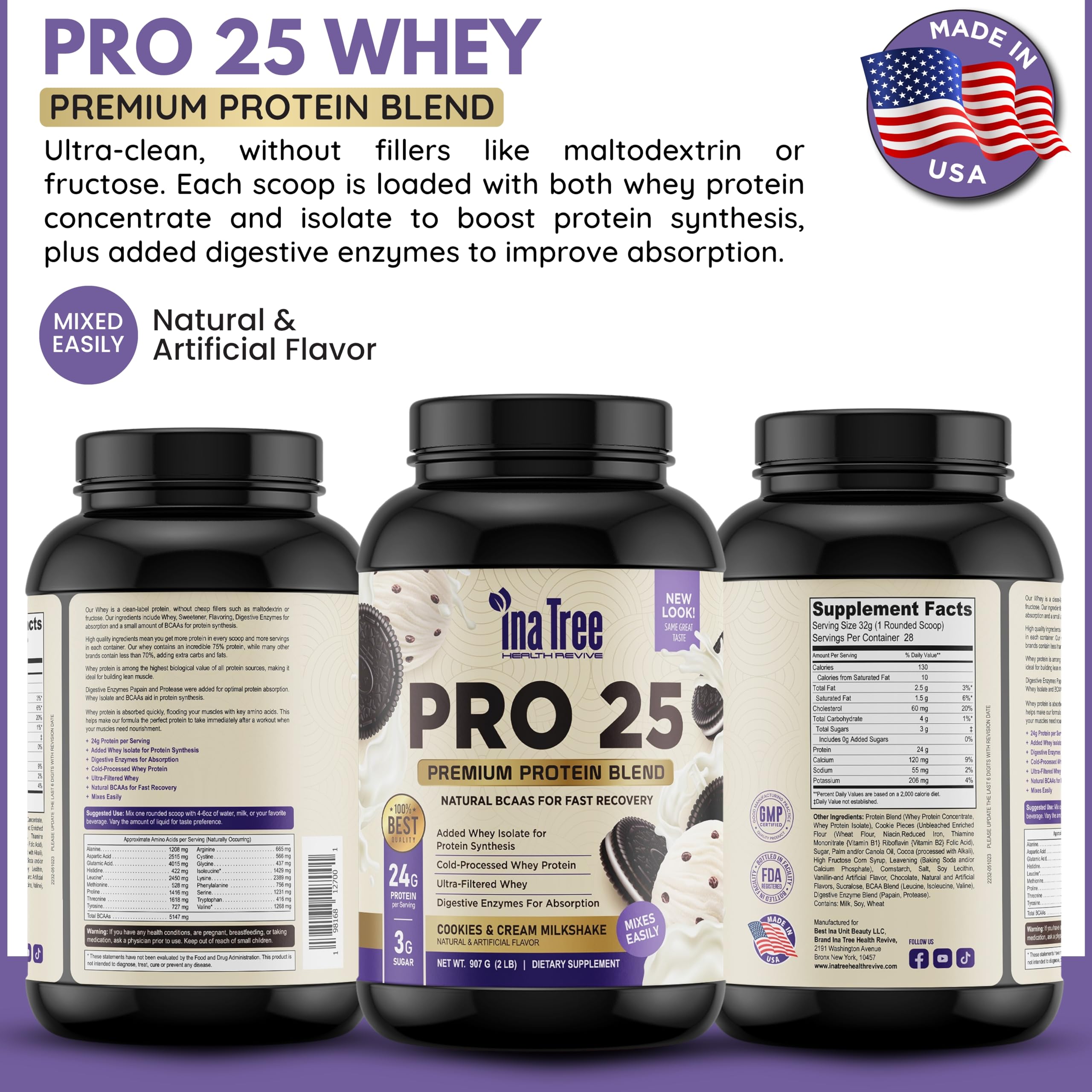 Low sugar label on INA TREE HEALTH REVIVE Pro 25 packaging