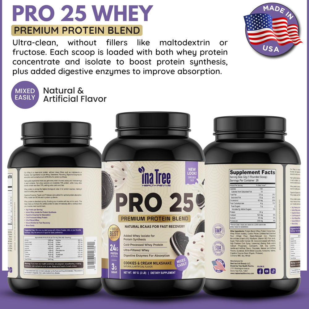 Low sugar label on INA TREE HEALTH REVIVE Pro 25 packaging