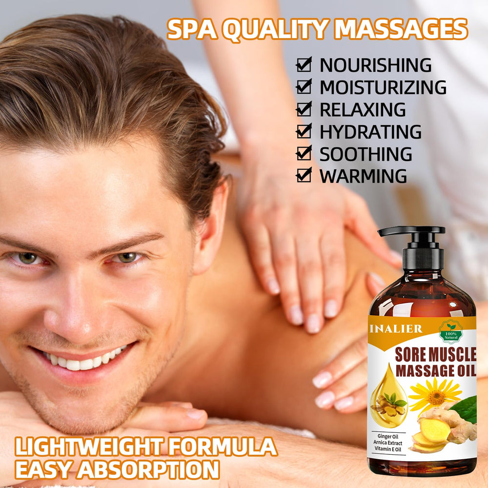 INALIER Arnica and Ginger oil blend supports relaxation during massage.
