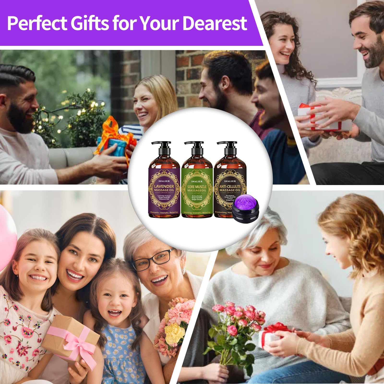 INALIER at-home spa scene with oils and massage ball