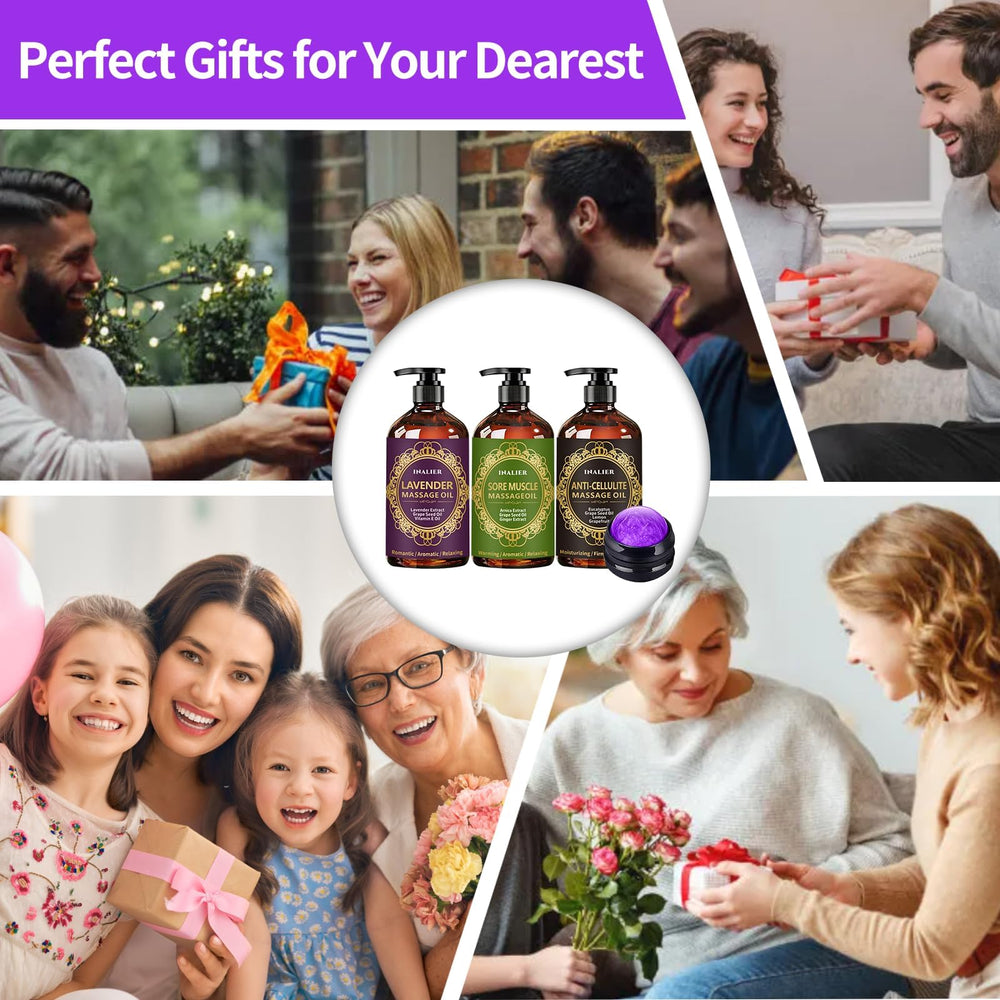 INALIER at-home spa scene with oils and massage ball