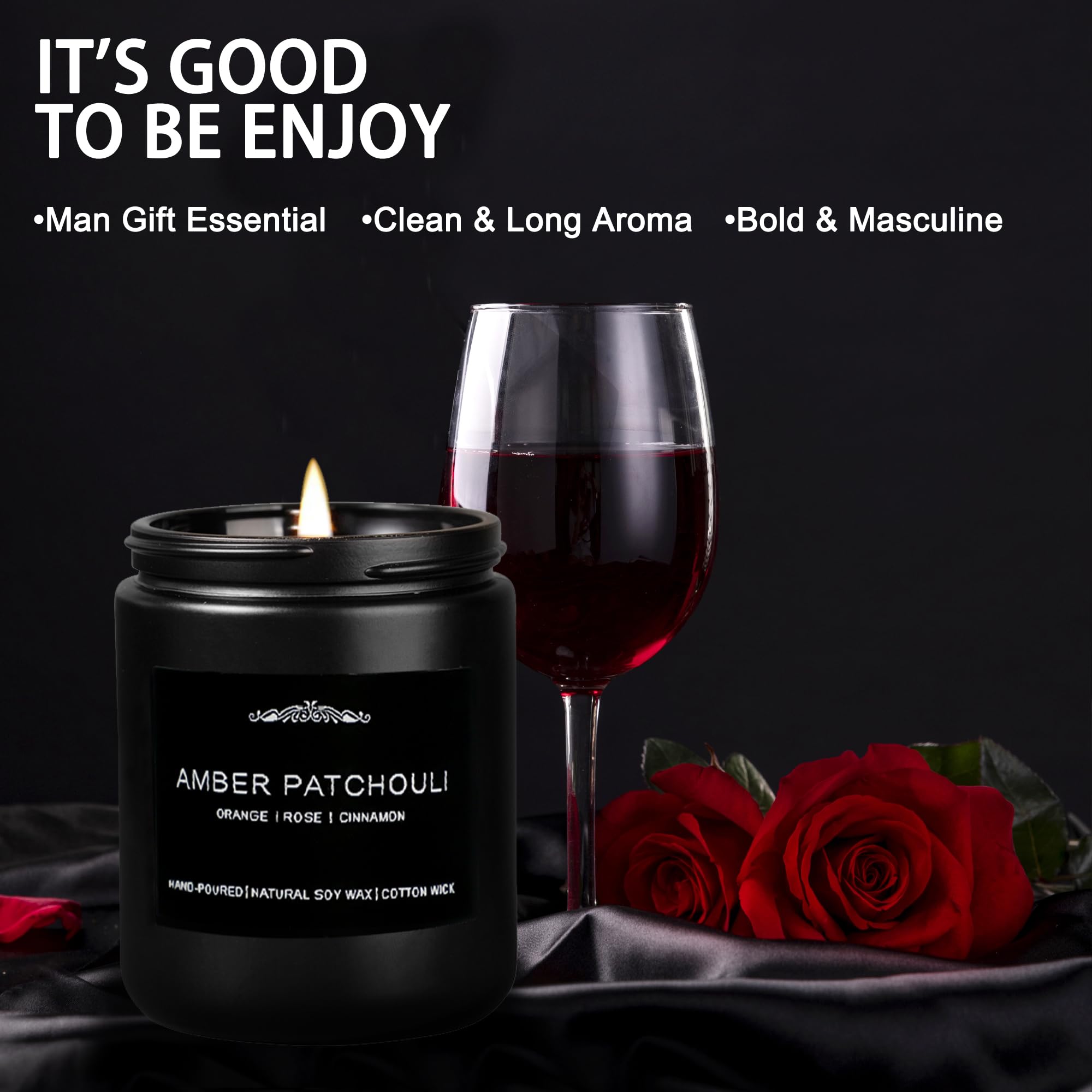 Inayou Amber Patchouli candle close-up with warm, mysterious mood