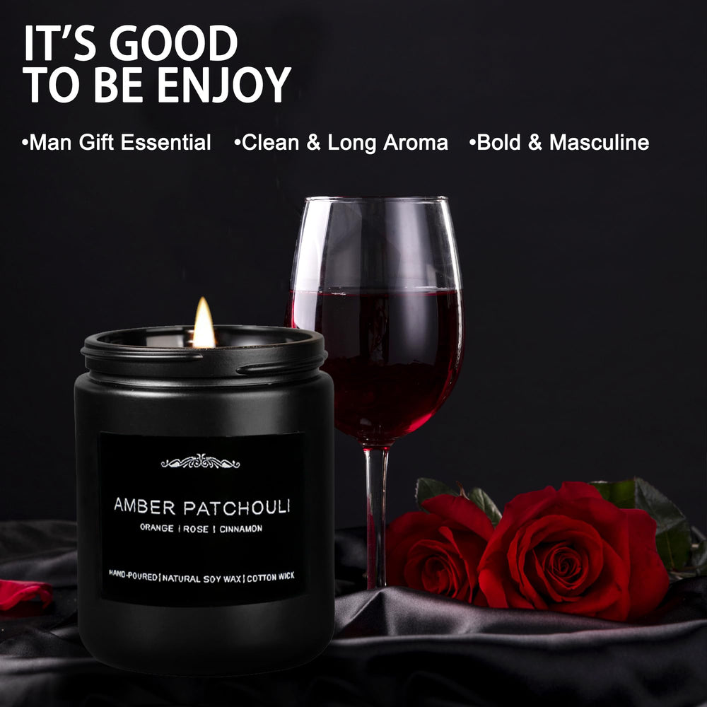 Inayou Amber Patchouli candle close-up with warm, mysterious mood