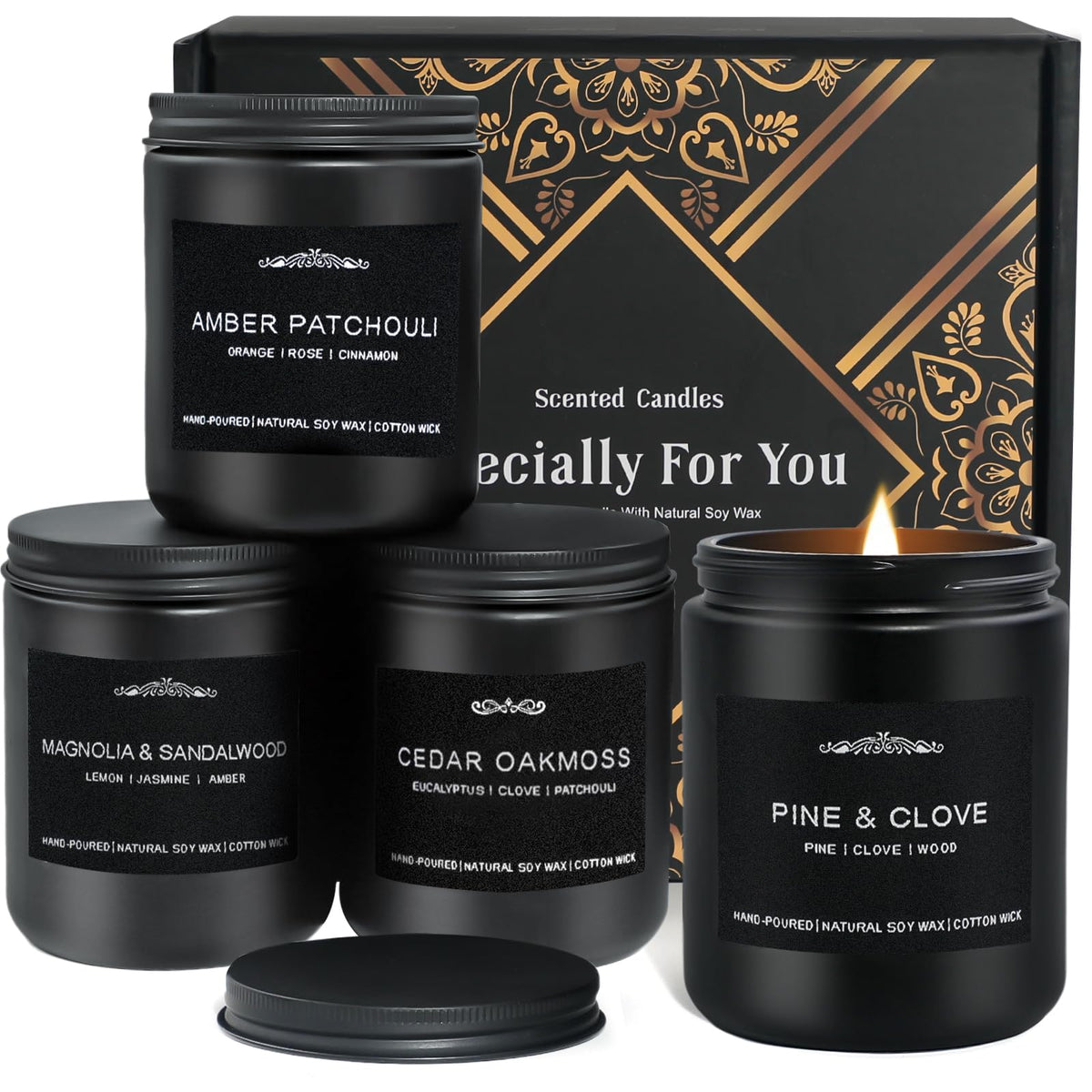Inayou Cedar Oakmoss candle hero shot showcasing rugged ambiance and long-lasting scent