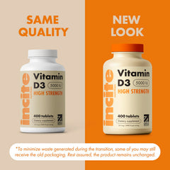 Incite Nutrition Vitamin D3 5000iu micro tablet close-up for easy swallowing.