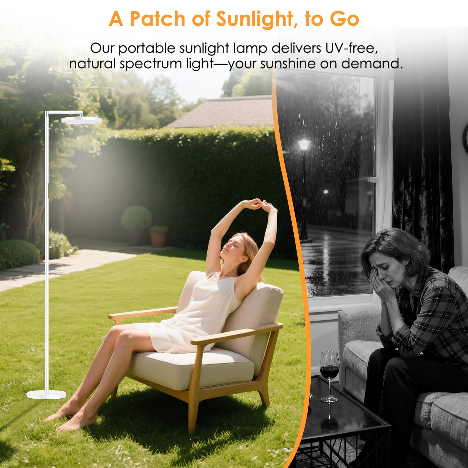 Incolumitas Floor Sun Lamp offers 10 brightness levels for tasks.