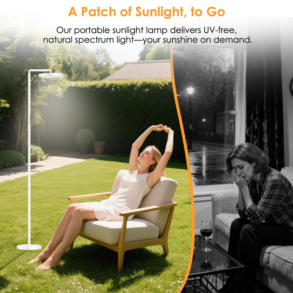 Incolumitas Floor Sun Lamp offers 10 brightness levels for tasks.