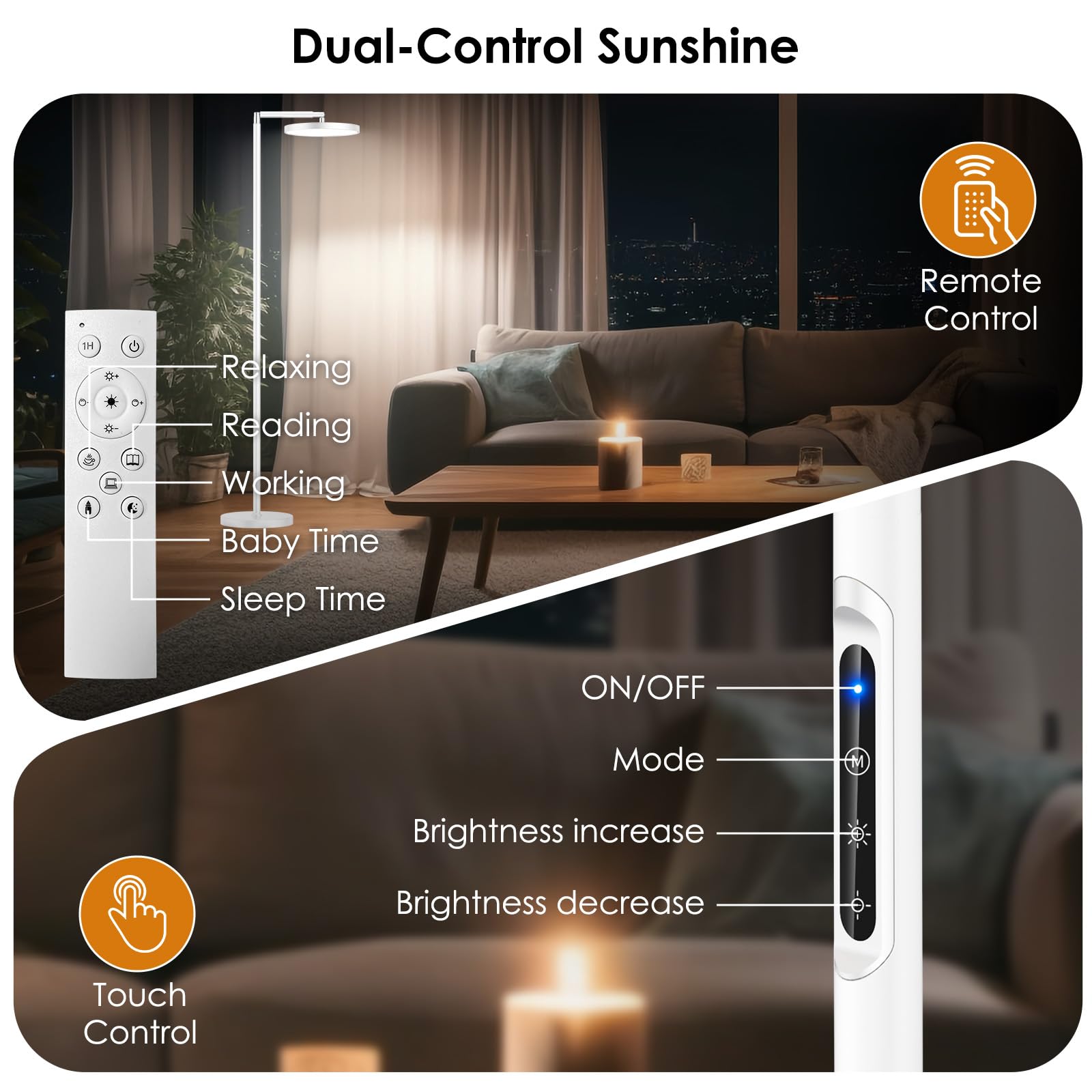 Incolumitas Floor Sun Lamp features 5 color temperatures for ambiance.