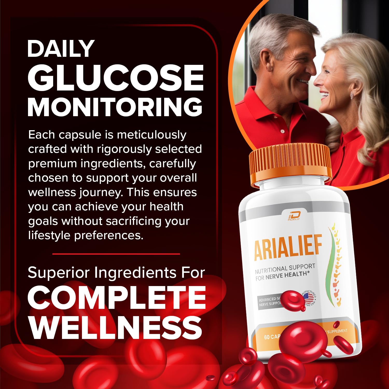 Indelo Arialief advanced formula pack, comprehensive daily health support.