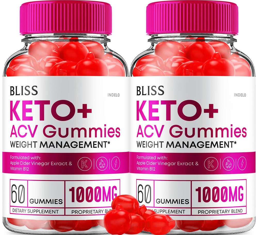 Indelo Bliss Keto ACV Gummies bottle offering keto-friendly daily energy support.