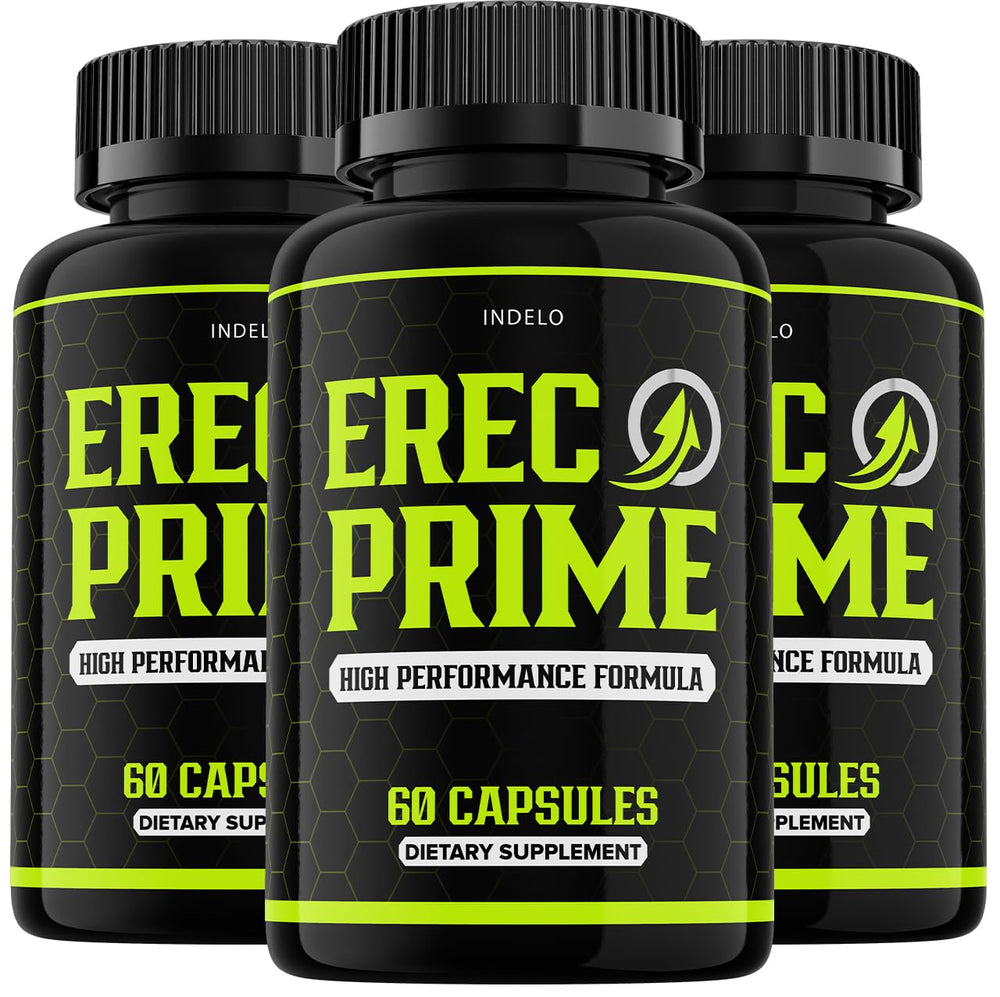Indelo ErecPrime pills three-pack box demonstrates value and convenience for daily routines.