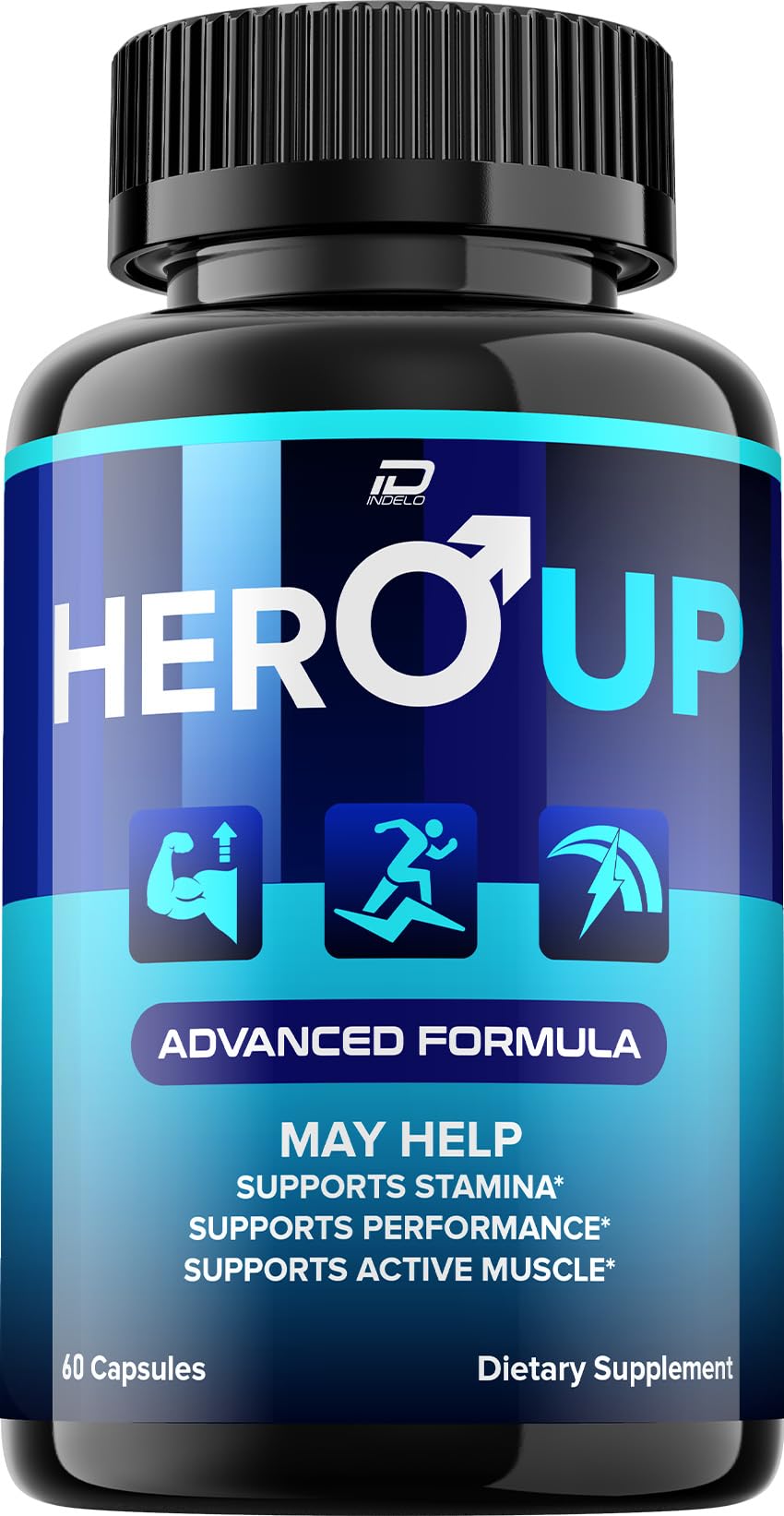 Indelo Hero Up bottle front in view for daily wellness routine