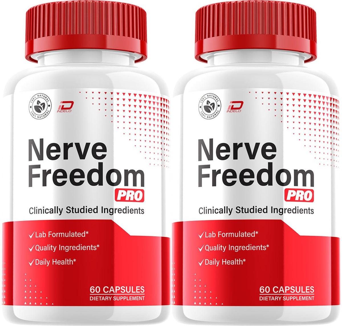 Indelo Nerve Freedom Pro bottle shown for easy daily nerve support.