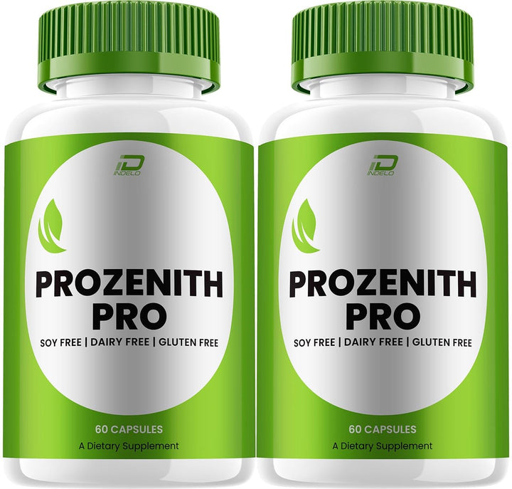 Indelo Prozenith Pro Capsules bottle showing the all-natural formula for daily wellness.