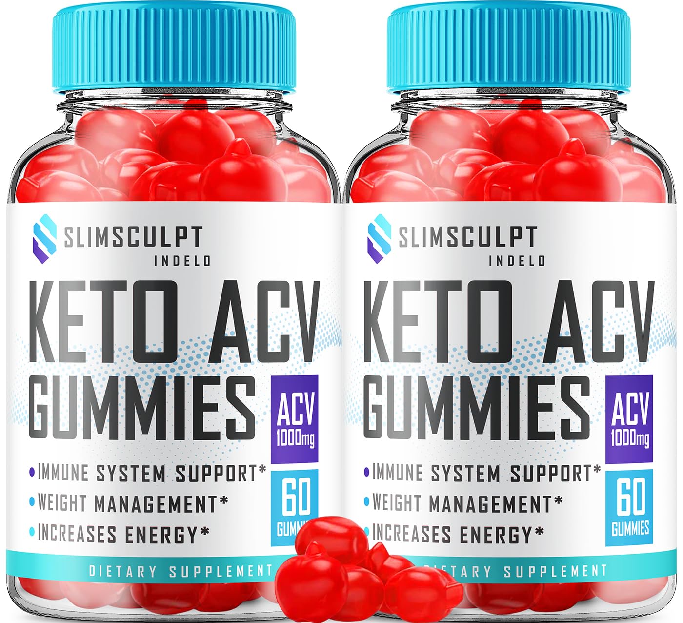 Indelo SlimSculpt Keto ACV Gummies bottle on a clean countertop, supporting weight management goals.