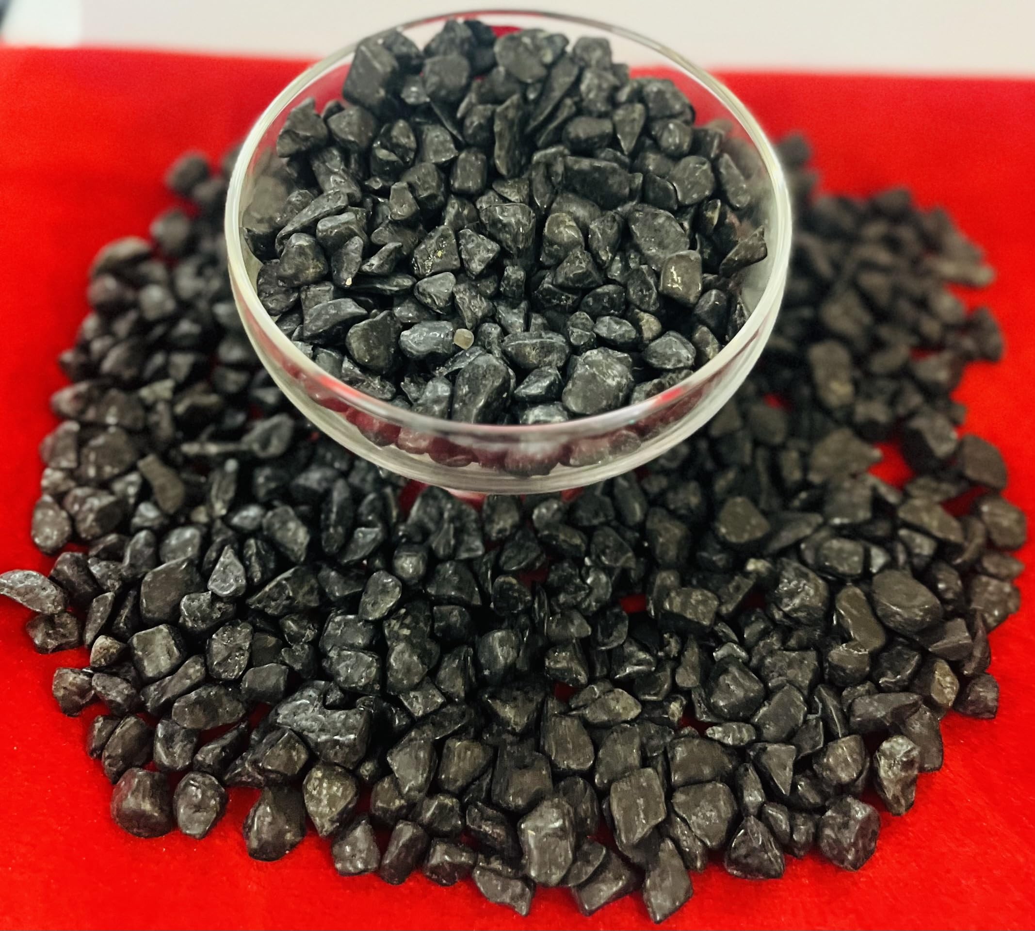 Indian Consigners Black Tourmaline chips polished surface for graceful terrarium accents.