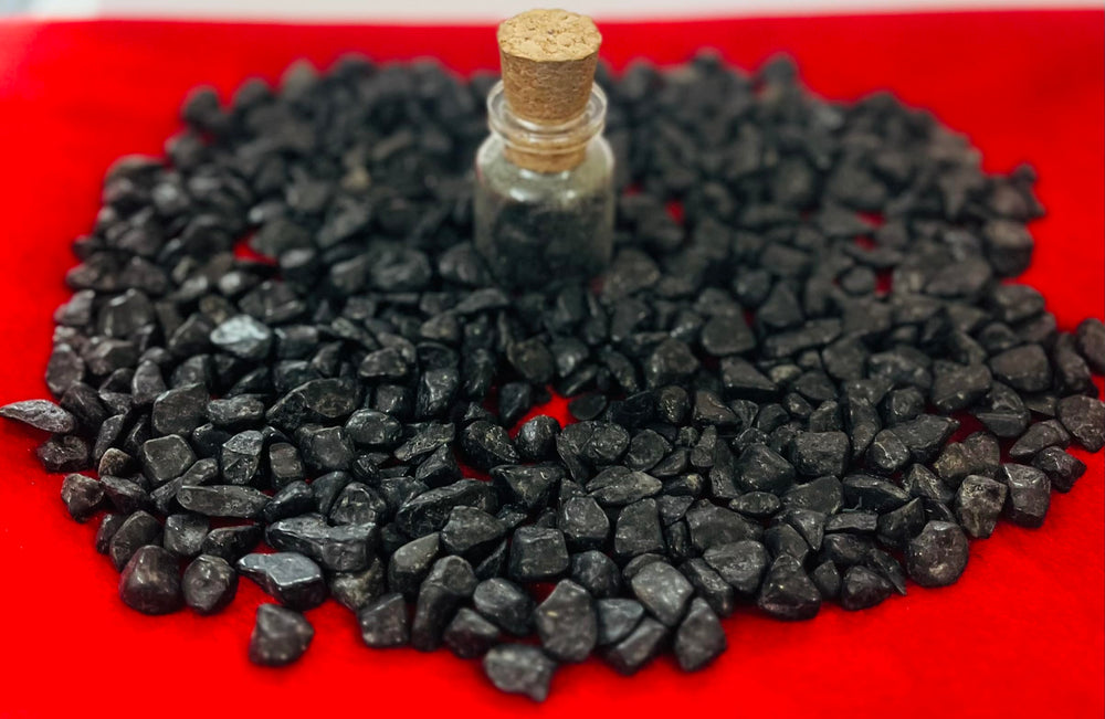 Indian Consigners Black Tourmaline chips pack 3-5oz great for centerpiece displays.