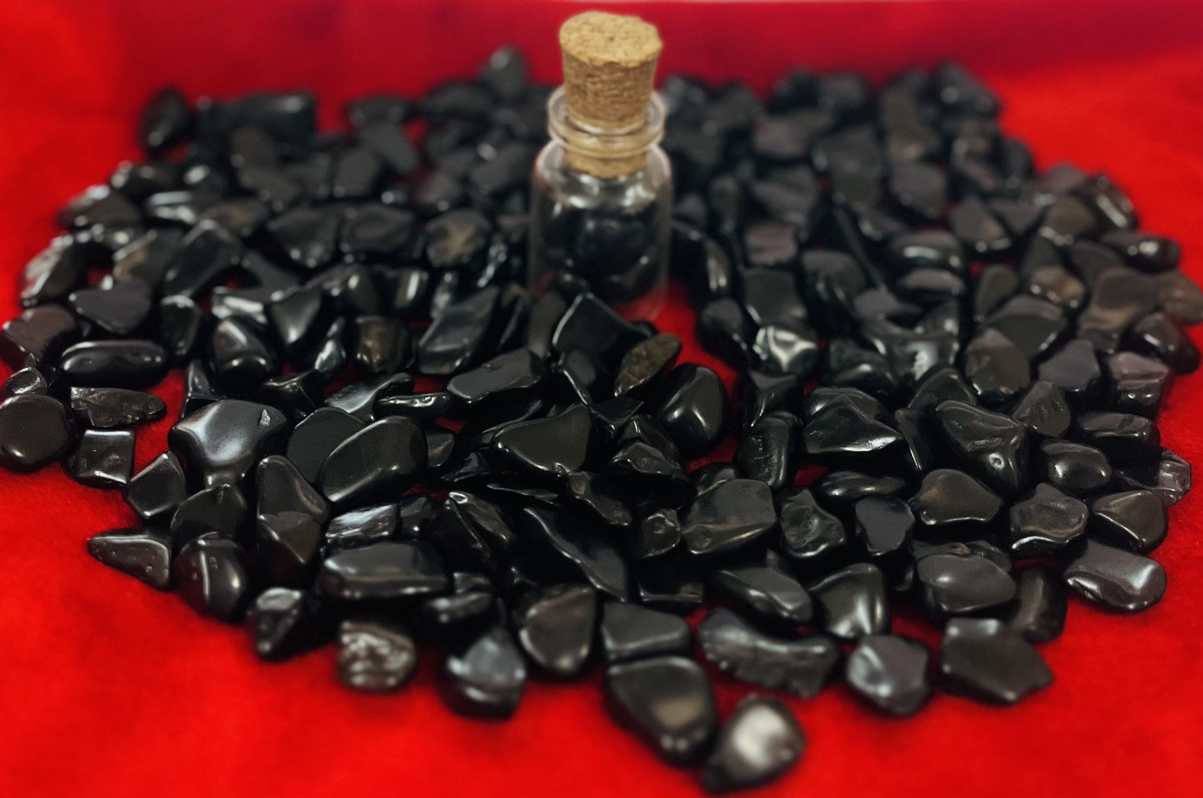 Natural crushed Black Agate pieces from Indian Consigners for display and crystal grids.