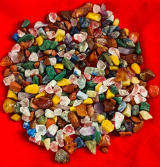 Indian Consigners natural crushed polished stones closeup, showing smooth facets for crafts