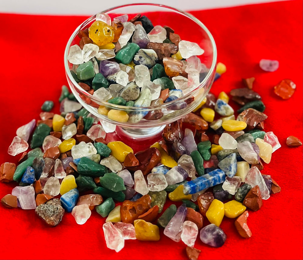 Indian Consigners seven chakra stone chips in a resealable pack for DIY