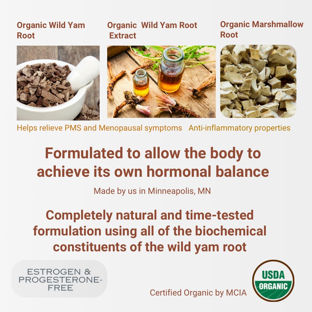 Indian Meadow Herbals Wild Yam Root Cream label shows MCIA organic certification