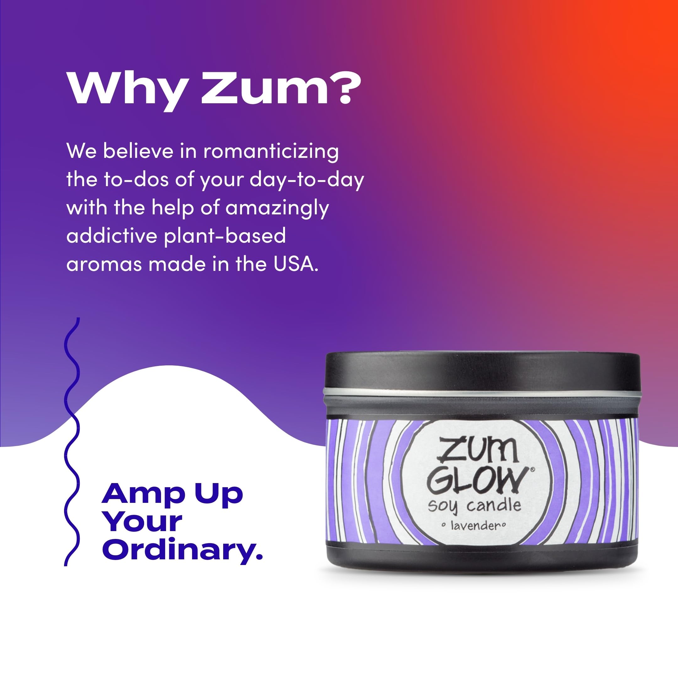 Indigo Wild Zum Glow Lavender Candle room setting creates a calming ambiance.