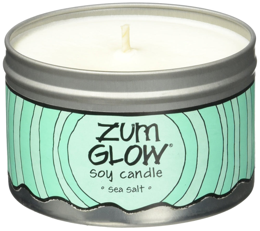 Indigo Wild Zum Glow soy candle in sea salt jar for clean burn and mood enhancement
