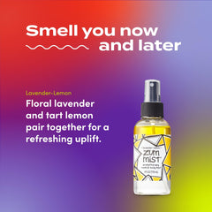 Label highlights lavender-lemon scent details for Indigo Wild Zum Mist