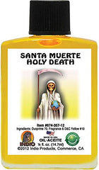 INDIO Holy Death Yellow oil in a half-ounce bottle for ritual use and altar setup.