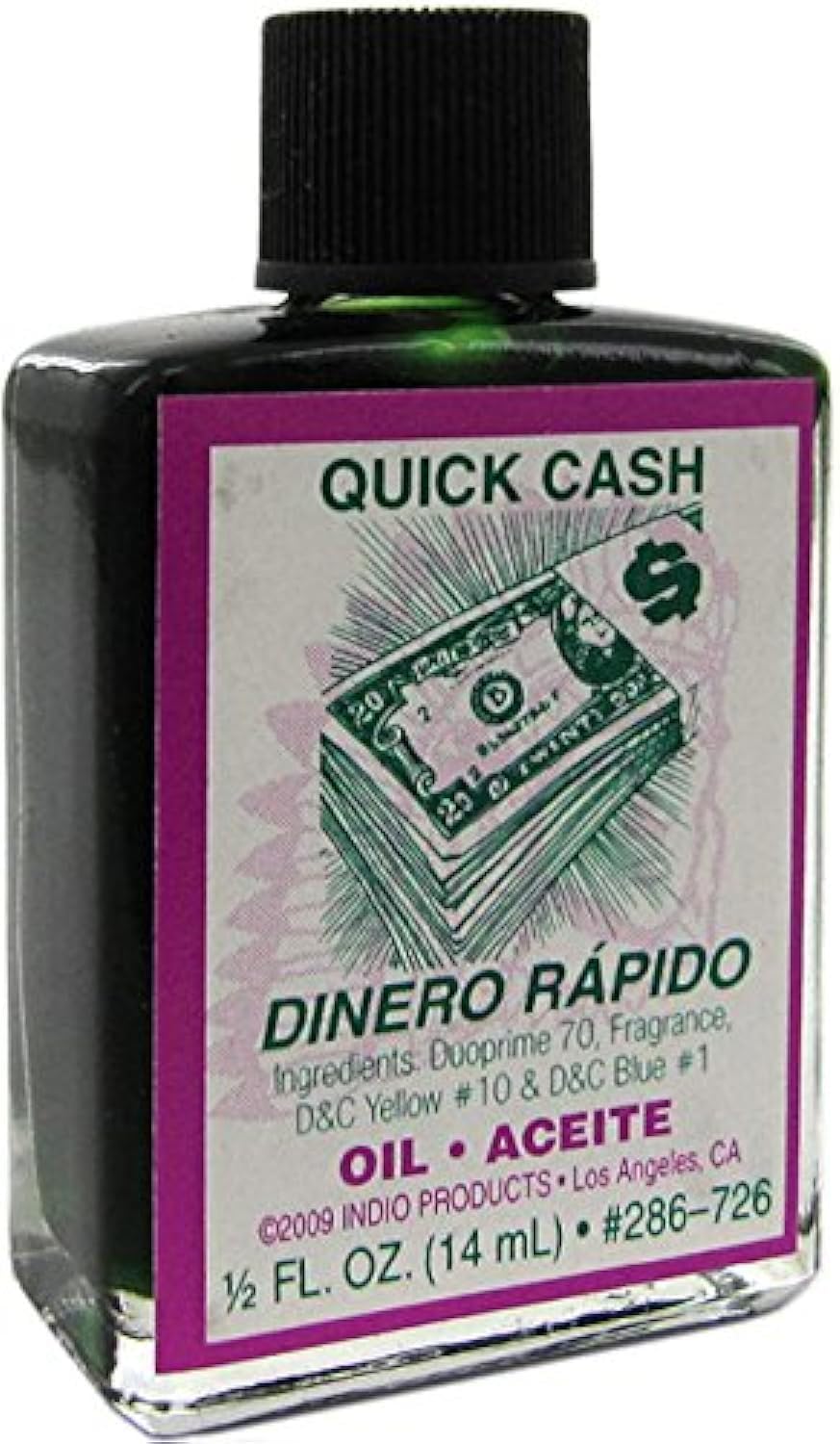 INDIO Quick Cash oil bottle for ritual use and intention setting.