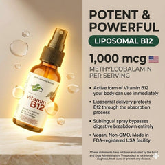 Inerth Naturals B12 spray label closeup showing vegan, clean formula