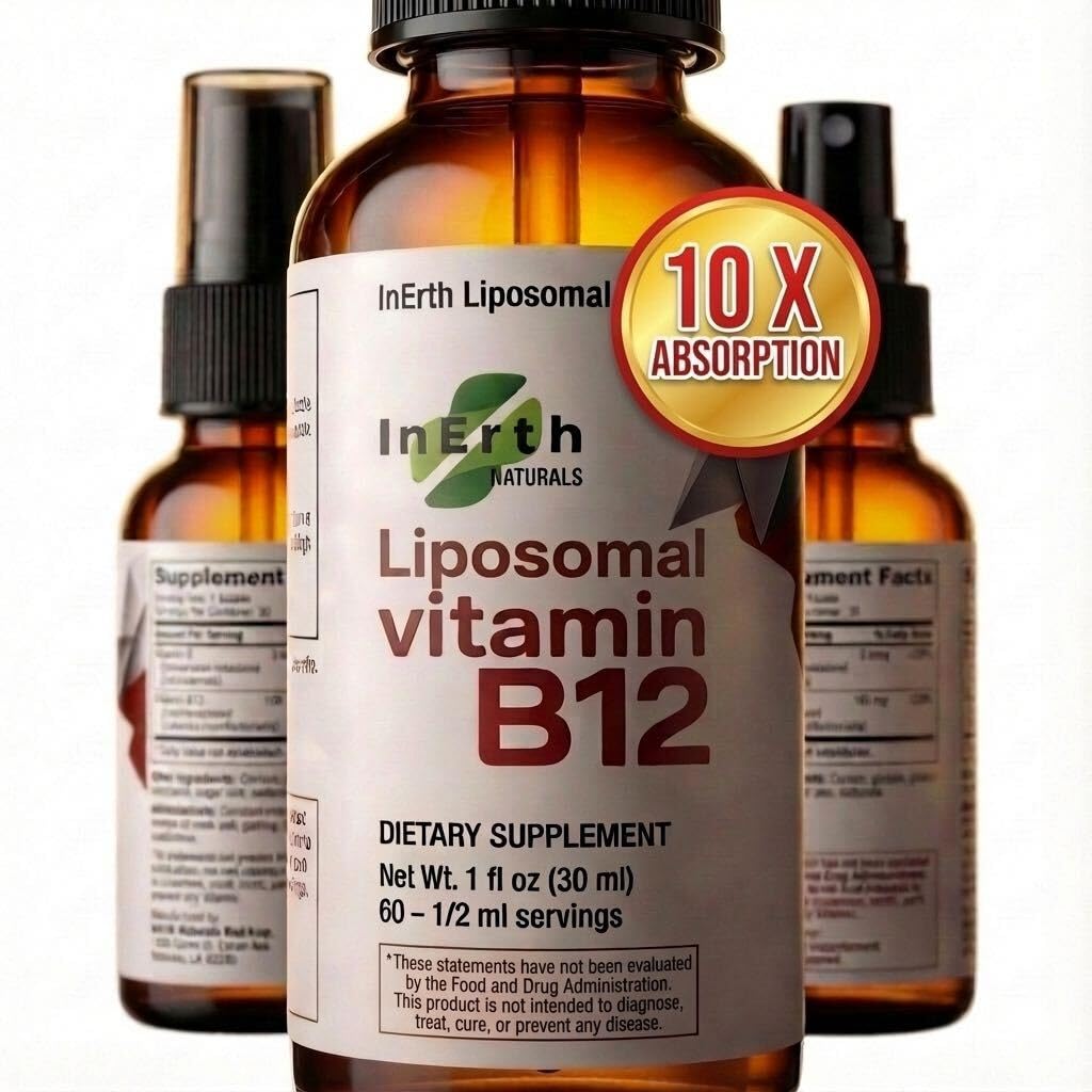 Inerth Naturals B12 spray packaging box emphasizing non-GMO plant-based energy