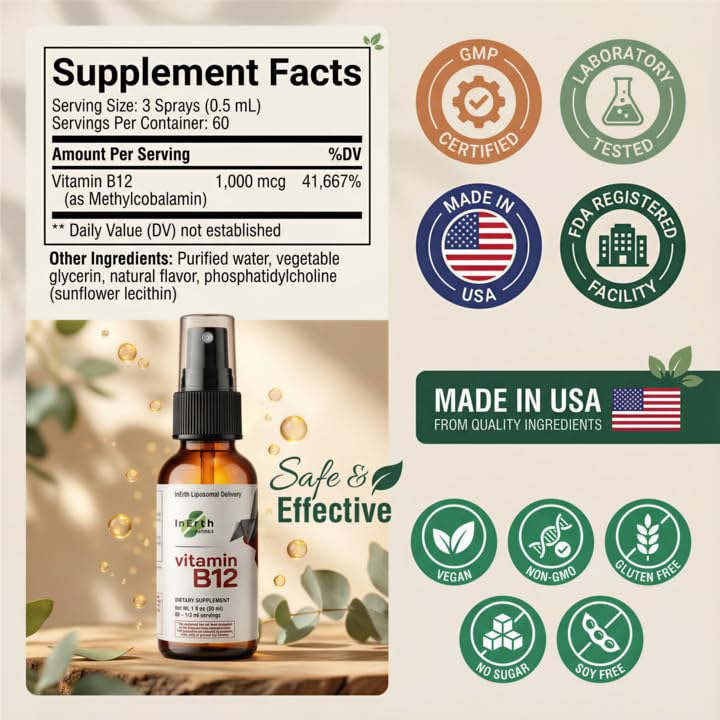 Inerth Naturals B12 spray under tongue application for quick uptake