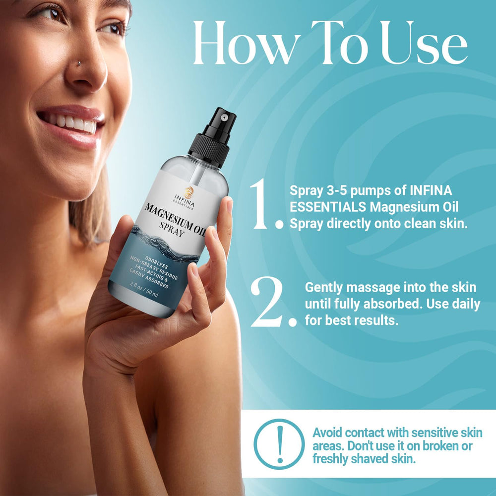 INFINA ESSENTIALS magnesium spray in gym bag for on-the-go use