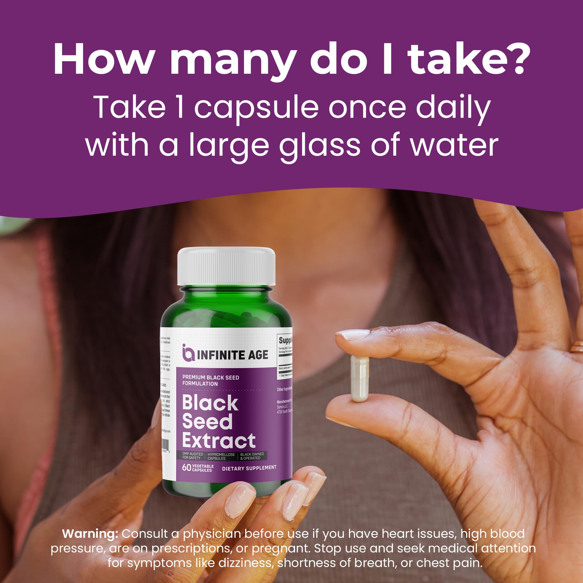 Infinite Age capsules with a glass of water for a convenient daily ritual