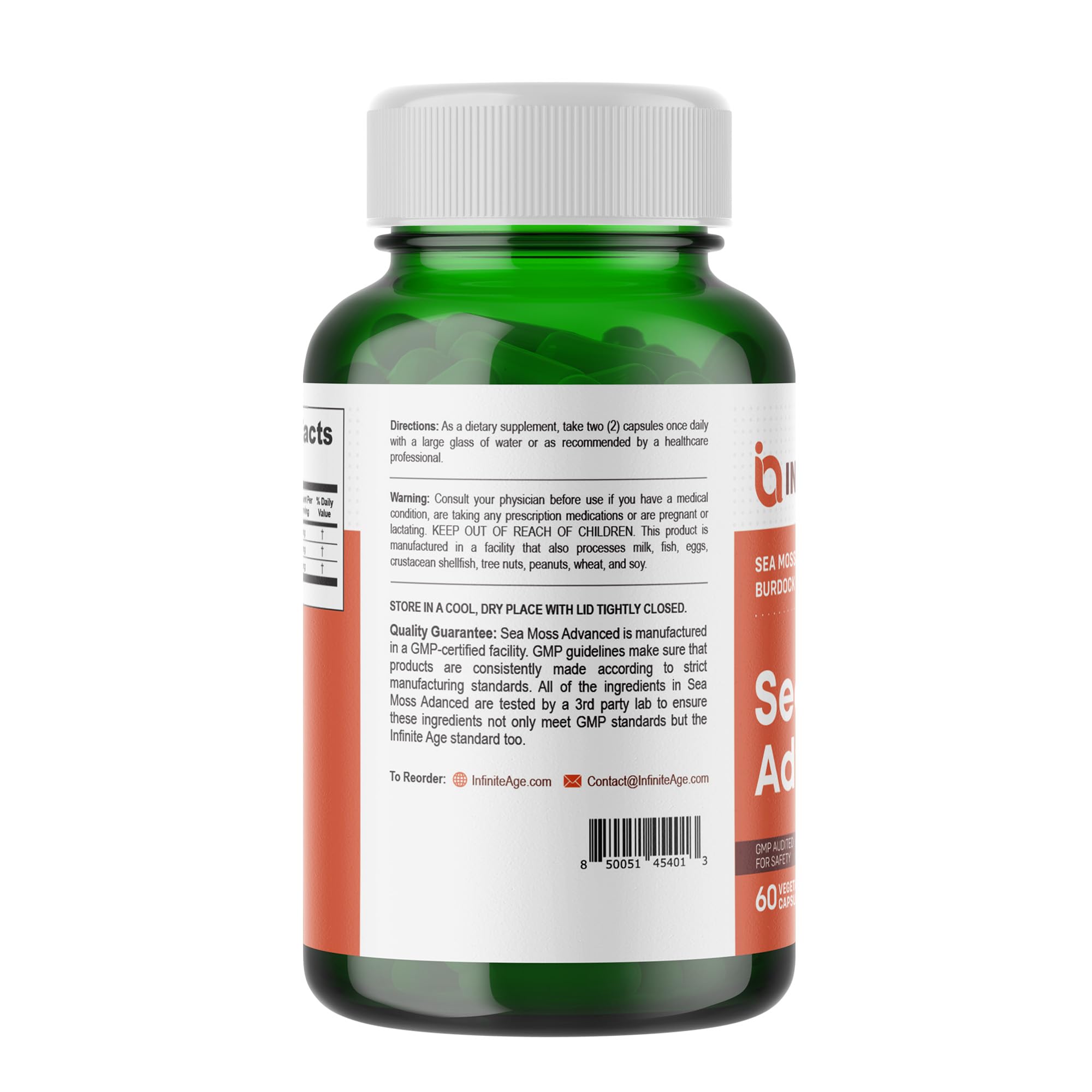 INFINITE AGE made-in-USA label on bottle for trusted quality.
